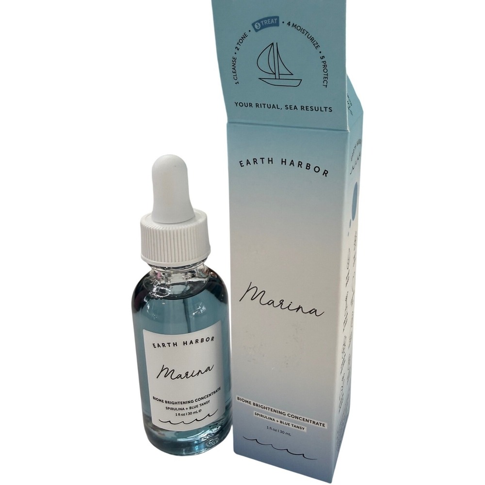 Earth Harbor Marina Biome Brightening Ampoule Blue Tansy Spirulina Serum NIB